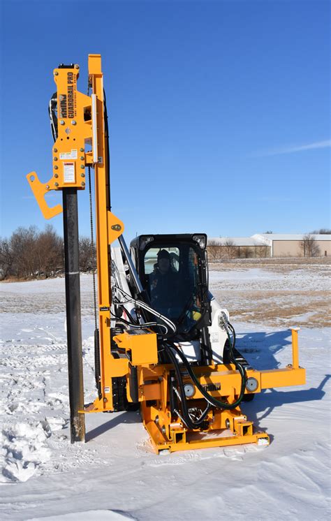 guardrail post driver skid steer|rhino guardrail pro.